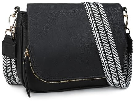 GLITZALL Umhängetaschen für Damen, kleine Umhängetasche aus PU-Leder, mit Überschlag und mehreren Taschen.