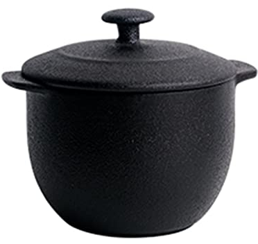 Casserole,Pot en pierre, Casserole noire en céramique avec couvercle, cocotte domestique avec couvercle, bol de ragoût d'œufs cuits à la vapeur, marmite (couleur : noir)(12.5 * 10.5cm)
