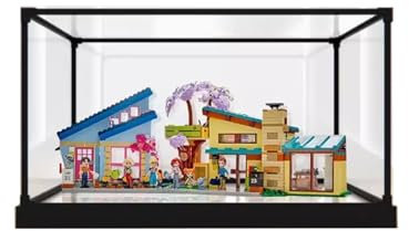 Vitrine en acrylique pour modèle Lego 42620 Cabanes dans les arbres, résistante à la poussière, transparente (boîte de présentation uniquement) (base blanche)