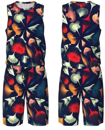 DEXNEL Basketball-Trikot, mit Federn, personalisierbar, für Herren/Damen, Sportbekleidung, große Größe, Schwarz , XXXL