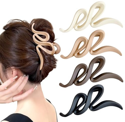 Pinces Cheveux Femme Grande, 4 Pcs Pinces à Cheveux Antidérapantes pour Femmes, Hair Claw Clip Epais Griffe Pinces Crabe, Barrette Cheveux Femme, Accessoires Cheveux pour Femmes et Filles