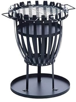 Feuerkorb mit Funkenschutz Terassenfeuer Gartenfeuer Feuerstelle rund mit Bodenplatte, Terassen Garten Feuer Korb Feuerschale Grill (Feuerkorb mit Grill-Funktion)