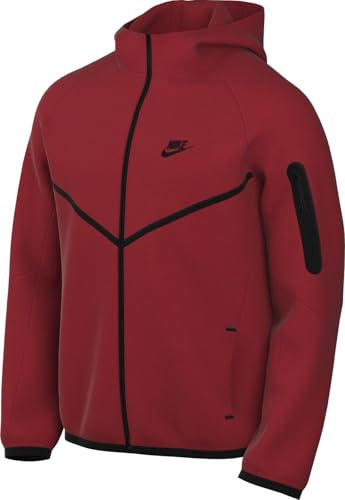Nike Tech Windrunner Hoodie Mit Durchgehendem Reißverschluss (Herren), Gym Red/Black, HV0949-687, S