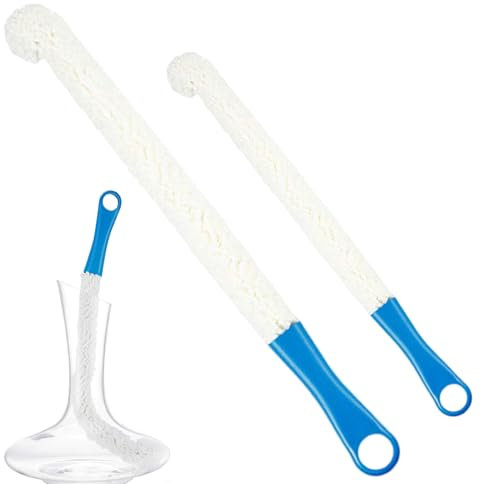 Decanter Cleaner 2pcs Vino Decanter Cimpienda Cepillo de limpieza de 17/18 pulgadas Cepillo de botella flexible con mango Herramientas de cepillo de botella colgante para copas de vasos copas