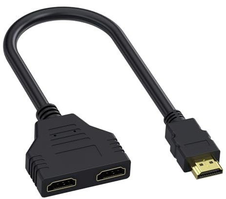 Knocery Double Prise HDMI Adaptateur Prise Mâle vers Double Femelle 1 à 2 Voies Splitter HDMI Câble Adaptateur Séparateur Câble Répartiteur pour LED LCD HD TV