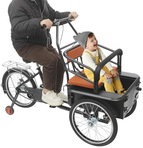 TFIANYNI 160x70Cm Dreirad Für Erwachsene, Mit Hinterer Sitz Und Zusätzliche Räder, Kohlenstoffstahl, Verstellbares, Fahrrad Mit 3 Rädern Für Erwachsene, Geschenk (Typ A: Mit groß Sitz)