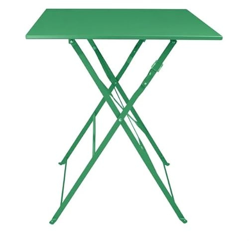 Bolero Perth Pavement Style Square Steel Table, Forest Green, 600mm, 600 mm | Weather-resistant construction ensures reliable outdoor commercial use in busy bistro, cafe and patio dining spaces.