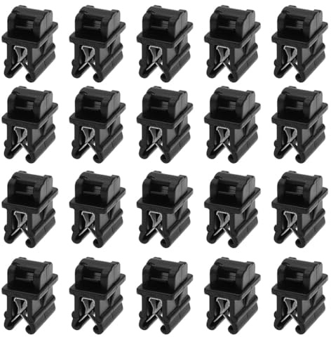 Alnicov 20 Cable Tie Clips + Base Clips PA Plastic and Metal Cable Management Organizer Black For Pipes Skylights Wire Harnesses (1-3 Mm Sheet Metal)