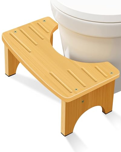 RayLove Toilet Stool, 16.5 CM Bamboo Poop Stools, Adult Poop Stool,Bathroom Non-Slip Toilet Assistance Step Stool (Yellow)