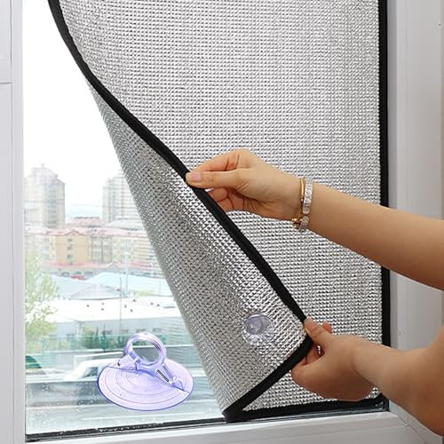 YHXAIQ Aislante Termico Ventanas, Rollo Aislante Termico con Grosor 6 mm, Bloqueo Total de Luz, con Ventosa para Terrazas Acristaladas(50 x 120 cm)