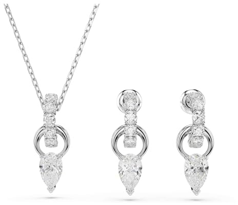 Swarovski Mesmera Set, Pear Cut, Round Cut, White, Rhodium plating