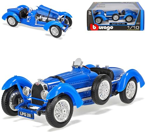 alles-meine.de GmbH Bugatti Type 59 Blau 1/18 Burago Modell Auto mit individiuellem Wunschkennzeichen