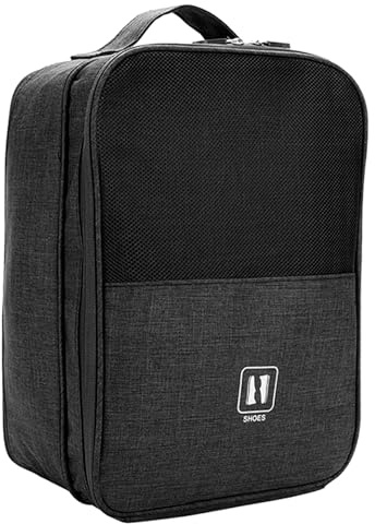 Sac à Chaussures de Voyage, Sacs de Chaussures Imperméables Portables avec 3 Compartiments, Respirant Sac à Chaussures pour Voyage, Peut Être Combiné avec Une Valise, pour Stockage de Voyage (Noir)