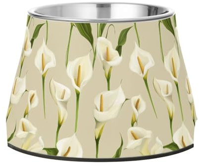 Sweet Calla Lily Neutraler Futternapf für Hunde, verbesserter Edelstahl, Katzenfutter für kleine Hunde, Schnurrhaar, Müdigkeit
