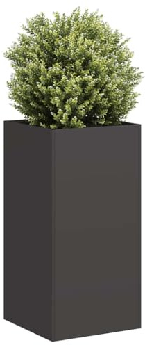 HaoChrymec Pflanzkübel aus Kaltgewalztem Stahl, Mit Offenem Boden, Ideal für Balkon und Garten, Pflanztöpfe für Außenbereich, Schwarz, 40 x 40 x 80 cm