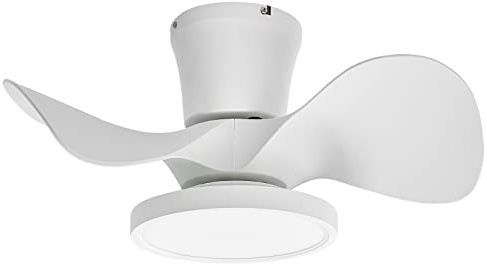 ocioc Ventilador de Techo con Luz 56cm Blanco, Lámpara Ventilador Techo Silencioso con Mando a Distancia, LED Regulable, Motor DC, 6 Velocidades, Montaje Plano para Dormitorio y Habitación Pequeña