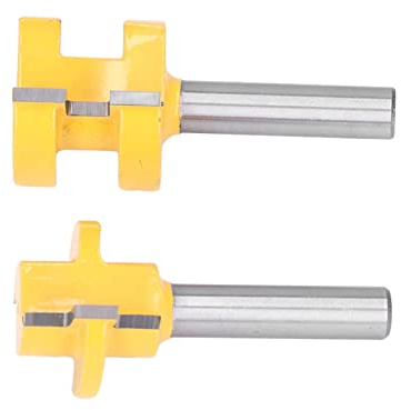 Haofy Vierkantzahn-Zapfenfräser, Effiziente T-Nut-Bodenfräser-Bits für Holzbearbeitung, Fräser, 1-1/8 Zoll Durchmesser, Kohlenstoffstahl, 2er-Pack für Oberfräsen-Werkbank