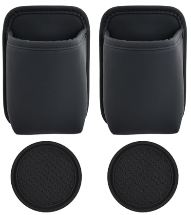 Kaiyzo Car Door Cup Holder Organizer Set, 2 Holders + 2 Coasters | Clips onto Car Door Panel or Seat Back; Holds Drinks, Phone & Small Items; Includes 2 Non-Slip PVC Coasters
