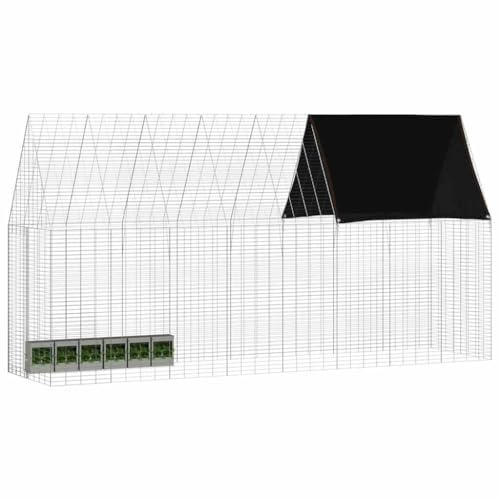 vidaXL Hasenkäfig Silber 400 x 100 x 210 cm Verzinkter Stahl, Garten und Terrasse, Robustes modernes Tierhaus, Wetterfester geschützter Bereich für Deine Lieblinge
