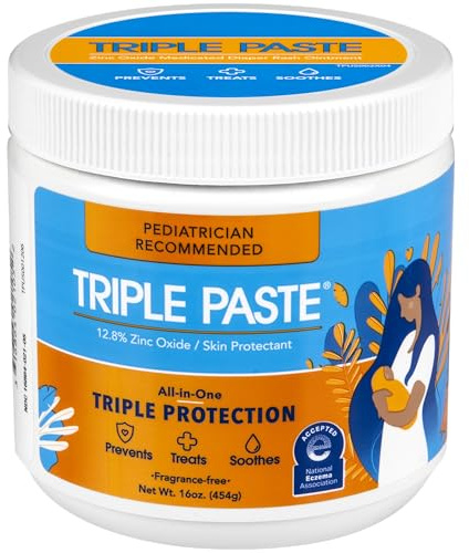 Triple Paste Diaper Rash Cream, Hypoallergenic Medicated Ointment for Babies, 16 oz (Packaging May Vary)