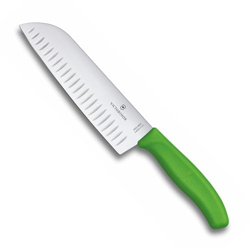 Victorinox Swiss Classic, Profi Santokumesser, Extra Scharfe Klinge, Kullenschliff, 17 cm, Robuster Kunststoffgriff, Rostfreier Stahl, Grün