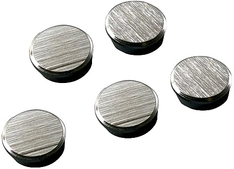 FRANKEN Chrom-Magnete Rund, 5 Stück, Hohe Haftkraft, Hochwertige Haftmagnete für Magnettafel, Whiteboard im Büro und Schule oder im Haushalt für Kühlschrank und Familienplaner, 30 mm, Silber, HM30CR/5