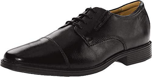 Clarks Mens Tilden Cap, Black Black Leather, 7.5 UK Wide