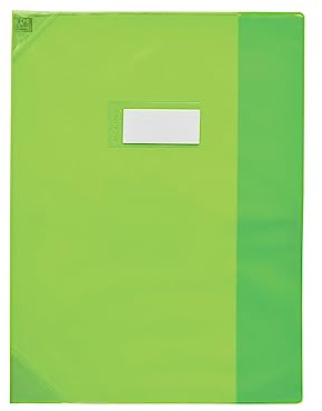 OXFORD Heftumschlag Strong Line, 24 x 32 cm, mit Klappe und Lesezeichen, PVC, transparent, 15/100, Grün