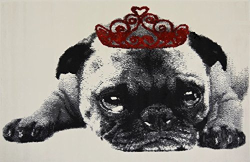Teppich, Mops-Motiv, Cannes Princess, 170 cm x 120 cm