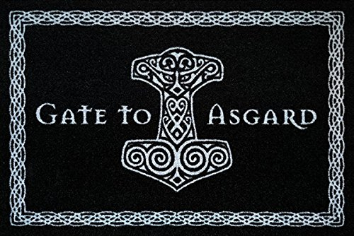 Gate To Asgard Fussmatte Wikinger Fußmatte Black Edition Schmutzmatte Türabstreifer Türmatte Odin Fußabstreifer Teppich doormat