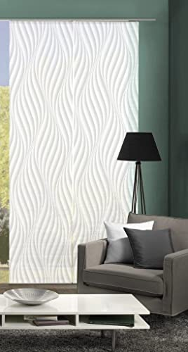 VISION S 55720 | 2er-Set Schiebegardinen Wave | halb-transparenter Stoff in Bambus-Optik | 2X 260x60 cm | Farbe:, Farbe:grau