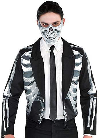 amscan Adult Skeleton Tailcoat Jacket - Standard Size, Multicolor - 1 Pc.