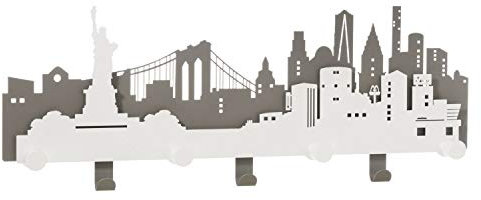 Arti E MESTIERI 0AP3381C161 Appendiabiti Da Parete N.Y.C. New York, La Grande Mela Ardesia Bianco Marmo, hergestellt in Italien