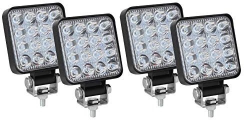 CICMOD 4 Pzs Faro LED Trabajo, 12V 24V 48W 6000lm Focos LED Tractor IP67 Impermeable per Off-Road SUV UTV ATV Camión Cuadrado