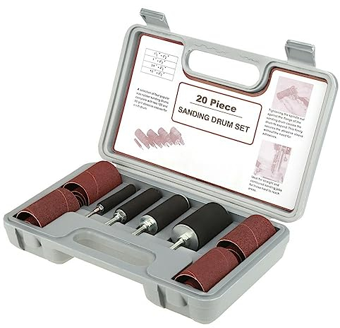BLLBOO Drum Sander Kit,20Pcs Sander per Mandrino Kit,Kit per Levigatura a Tamburo con Custodia per Trapano a Colonna
