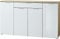 Sideboard/Kommode Paterna, in Navarra-Eiche-Nachbildung/Weiß, Fronten mit Glasauflage, mit einer Schublade und 4 Türen, 179 x 105 x 40 cm (BxHxT)