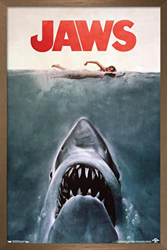 Trends International Jaws Wandposter, 56,8 x 86,4 cm, bronzefarbener Rahmen