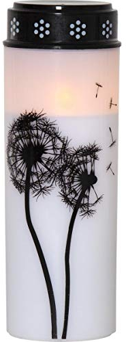 MARELIDA LED Grablicht/Grabkerze Pusteblume - warmweiße LED - Timer - weiß/schwarz (Höhe, 21)
