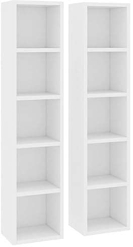 vidaXL 2X CD Regal Ständer Standregal Wandregal Medienregal Dekoregal Aufbewahrung Büroregal für 160 CDs Weiß 21x16x93,5cm Holzwerkstoff