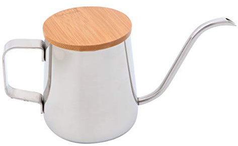 Cabilock Agua Metalica Tetera de Cuello de Cisne café de Filtro Verter sobre la Tetera de café aspiradora cafetera hervidor de Acero Inoxidable hervidor de café Cubierta de De Madera