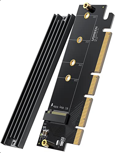 UGREEN Adaptateur M.2 NVMe SSD vers PCIE x4 x8 x16, PCIE 4.0 64 Gbps, Key M Key BM 4 Tailles Possibles 2280 2260 2242 2230, Capacité 2 to