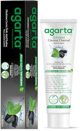 Agarta Aktiv Kohle Zahnpasta Fluoridfrei Kokosnuss für Weisse Zähne Natürliche Whitening Zahnpasta ohne Fluorid
