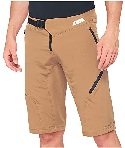 100% MTB WEAR Airmatic Shorts – Unisex-Shorts für Erwachsene, Unisex, Kurze Hose, 841269162357, Karamel (Mehrfarbig), 34