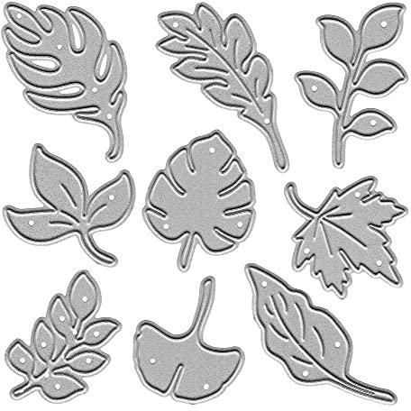 Stanzschablonen aus Metall, 9-teilig, Ahorn- und Ginkgo-Blätter, Prägeschablonen und Vorlagen für Karten, Scrapbooking, Bastelalbum, Papierdekoration