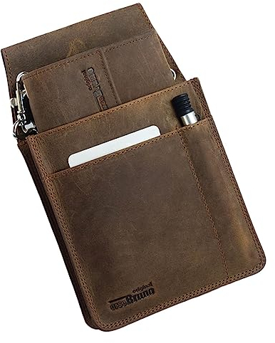 Profi Kellnerbörsenset braun stabiles Büffel Leder - Kellnerbörse Leder braun und Kellnertasche Leder braun Kellnergeldbörse Set