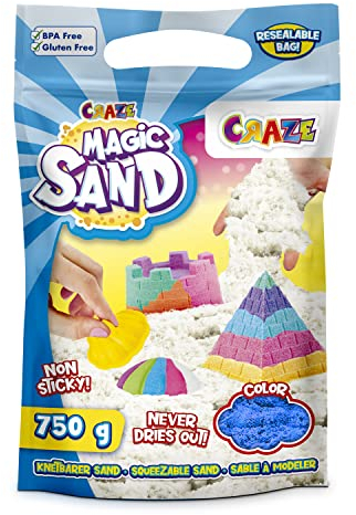 CRAZE MAGIC SAND | BLAU Indoor Sand Refill-Pack 750g , Nachfüllpack bunter magischer Sand , Knetsand für Bastelset Kinder