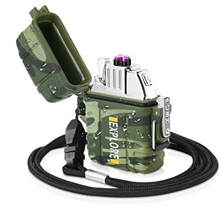 Flintronic Accendino ad Arco USB Ricaricabile - Impermeabile, Antivento Con Confezione Regalo e Cavo USB - Per Campeggio, Avventura, Regalo Uomo Compleanno, Camuffare