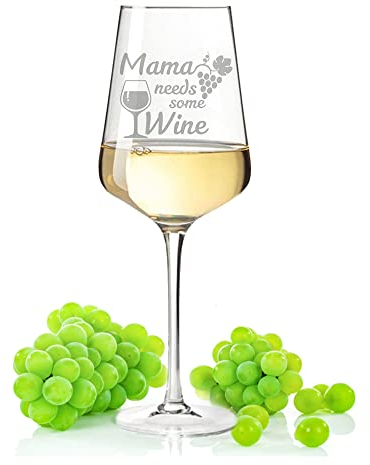 Leonardo Puccini Weinglas mit Gravur - Mama needs some Wine - Lustige Geschenke - Geschenk für Mama - Geschenkidee zum Muttertag Geburtstag Weihnachten - für Rotwein & Weißwein - Farbe: Puccini
