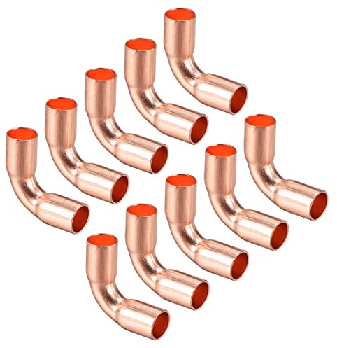 PATIKIL 1/4(6,35mm) ID Corto Giro Rame Tubo Raccordo Connettore, 10pz 90 Gradi Rame Gomito per Idraulica