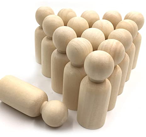 LUUFAN Holzklammerpuppe, 65 mm, unlackiert Holz männlich einfarbig, blanko Engelspuppen für DIY, Handwerk, Hochzeit, Party (männlich-20 Stück)